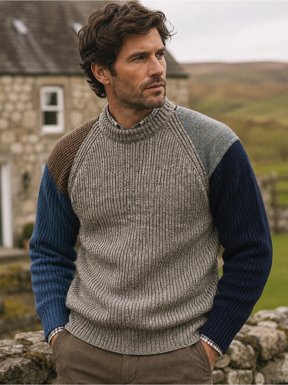 Glencroft Harris Tweed 100% Wool British Sweater Men’s L (unisex) Made England